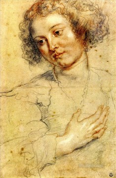 Pedro Pablo Rubens Painting - Peter Paul Cabeza y mano derecha de una mujer Peter Paul Rubens barroco